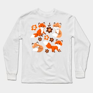 Foxes and flowers Long Sleeve T-Shirt